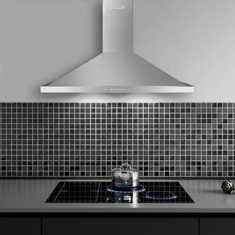 Hota incorporabila decorativa Hausberg HB-1360, Putere de absorbtie 650 m3/h, 1 motor, 90 cm, Inox