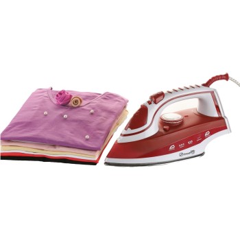 Fier de calcat Hausberg HB-7831RS, 2200W, Talpa inox, Functie Spray, Rezervor apa 400ml, Rosu