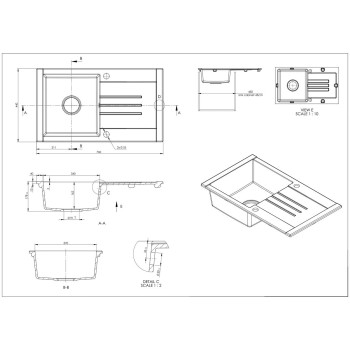 Chiuveta bucatarie Hausberg Mada HBC-9801, compozit, negru, 76 x 44 cm