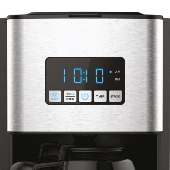 Filtru cafea digital cu functie de programare HAUSBERG HB3755, 1000-1200 W, 1.8 l, Wifi, afisaj LED, sistem de protectie, Inox