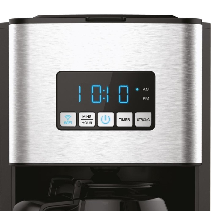 Filtru cafea digital cu functie de programare HAUSBERG HB3755, 1000-1200 W, 1.8 l, Wifi, afisaj LED, sistem de protectie, Inox