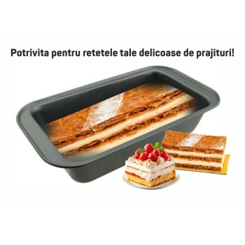 Forma Teflonata Pentru Prajituri, Ertone 27.5x15.5x7.5cm Cezo-Ert-mn 556