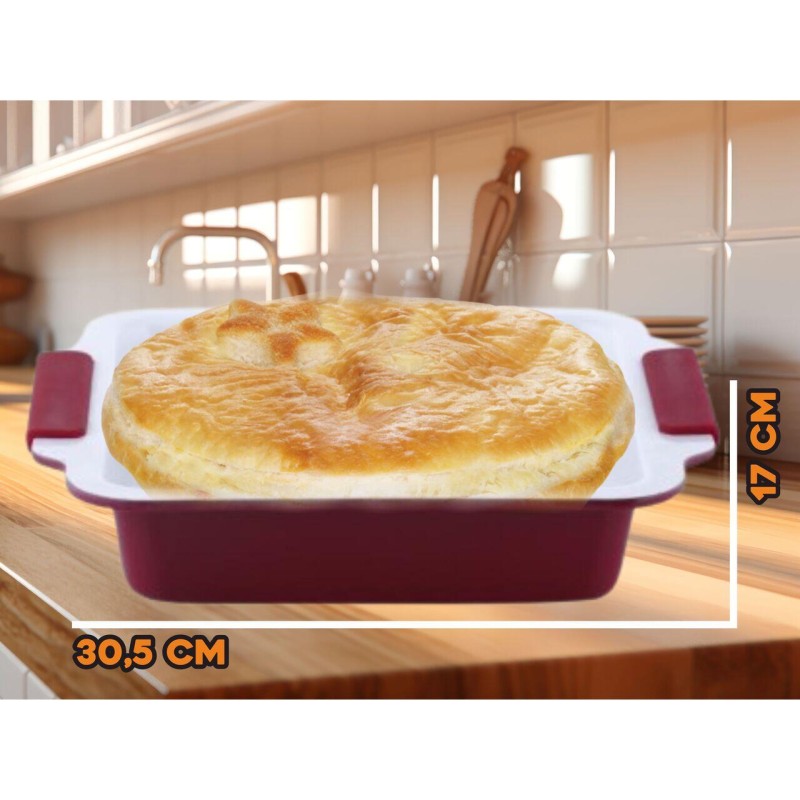 Tava Pentru Prajituri Ertone MN 751, Forma dreptunghiulara ceramica, dimensiune 30x26,5 cm