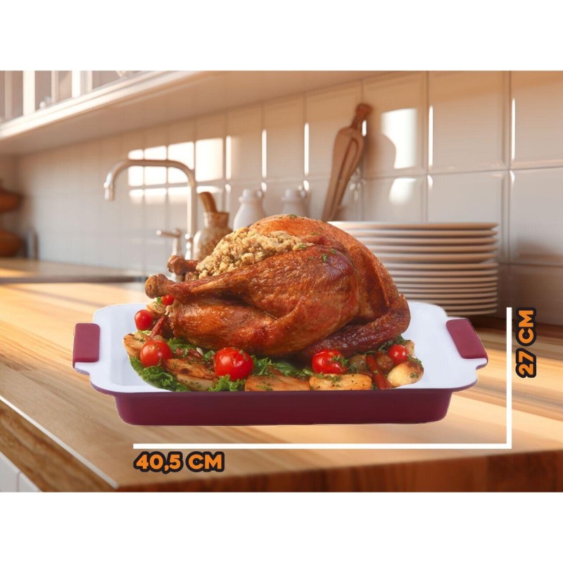 Tava Pentru Prajituri Ertone MN 755, Forma dreptunghiulara ceramica, dimensiune 40,5x27 cm