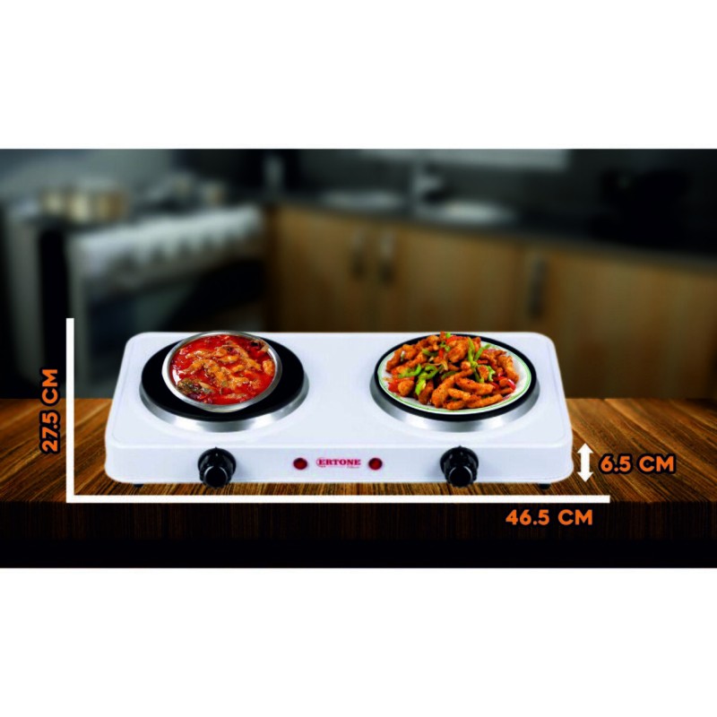 Plita electrica Ertone MN200AB, 2000W, 2 arzatoare, Alb