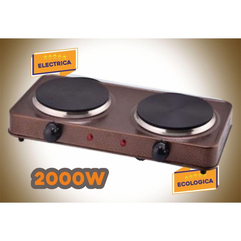 Plita electrica Ertone MN200MR, 1500W, 2 arzatoare, Maro