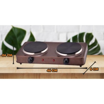 Plita electrica Ertone MN200MR, 1500W, 2 arzatoare, Maro