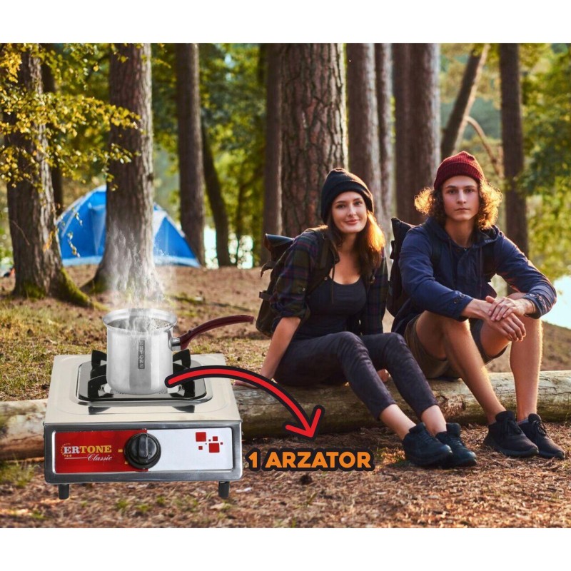 Minigaz Ertone MN201, 1 Arzator, Aprindere automata, Inox