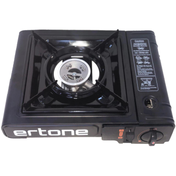 Aragaz portabil camping Ertone ERT-MN231NG, Pentru butelii spray, 2,2 kW, Aprindere piezo, Negru