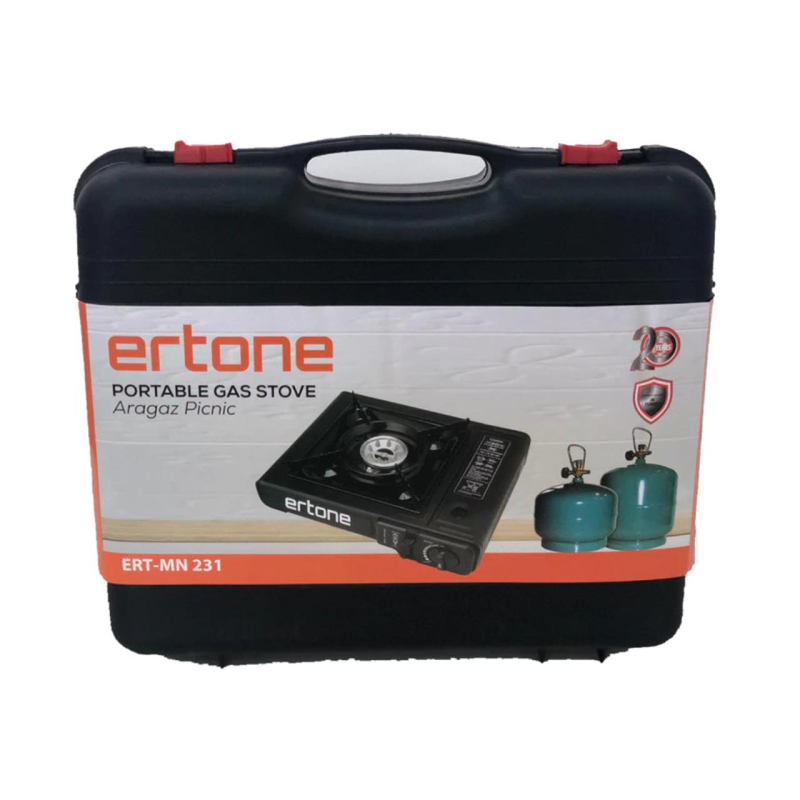 Aragaz portabil camping Ertone ERT-MN231NG, Pentru butelii spray, 2,2 kW, Aprindere piezo, Negru