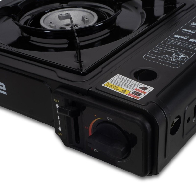 Aragaz portabil camping Ertone ERT-MN231NG, Pentru butelii spray, 2,2 kW, Aprindere piezo, Negru