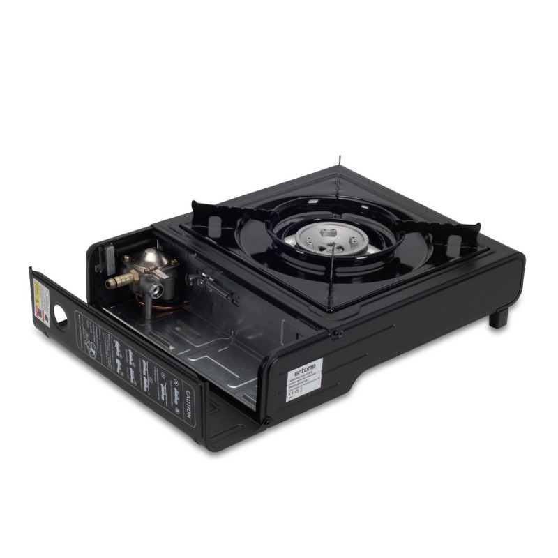Aragaz portabil camping Ertone ERT-MN231NG, Pentru butelii spray, 2,2 kW, Aprindere piezo, Negru