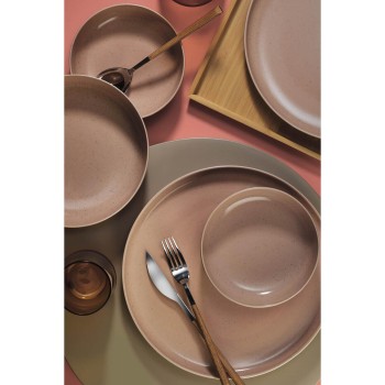 Serviciu de masa Moderna Colore Matte, 24 piese, 6 persoane, portelan, roz mat, kutahya porselen