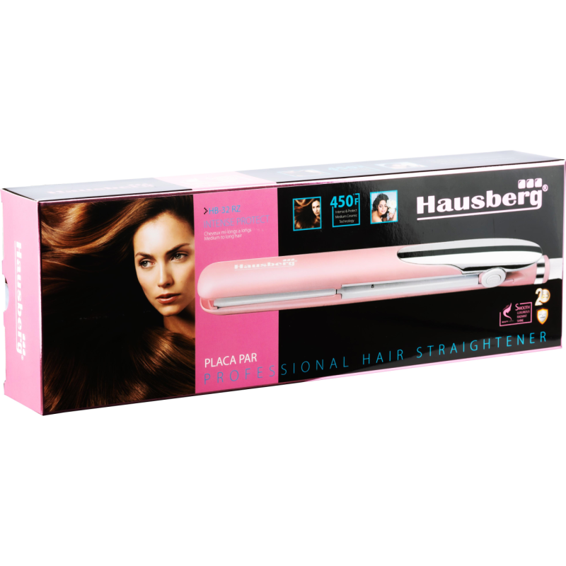 Placa de par 2 in 1 pentru ondulare, si indreptare, Hausberg HB32RZ, Putere 30W, Incalzire rapida, Roz