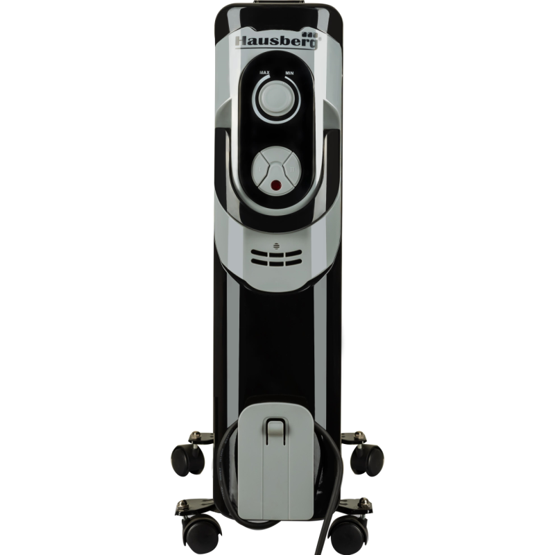 Calorifer electric Hausberg HB-8910NG, 2000 W, 9 elementi, 3 nivele de putere, termostat reglabil, Negru