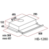 Hota incorporabila telescopica Hausberg HB 1280, Putere de absorbtie 280m3/h, 1 motor, 60 cm