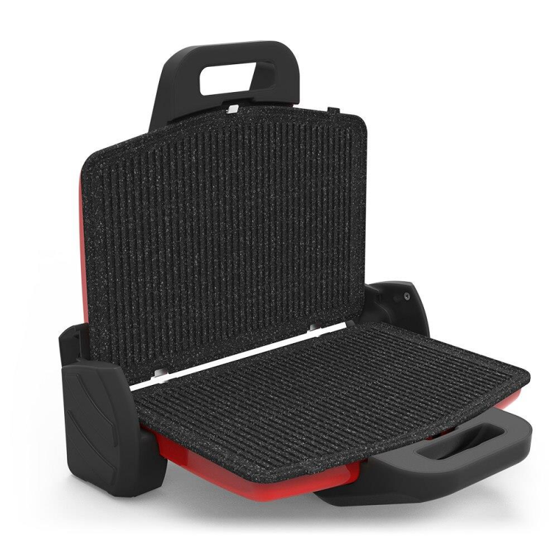 Sandwich-maker Hausberg HB631RS, 1600-1800W, Placi antiaderente, Rosu/Inox