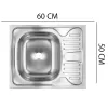 Chiuveta bucatarie pentru masca SANITEC S402S, 60x50 cm, Cuva Stanga, 0.4 mm, Inox