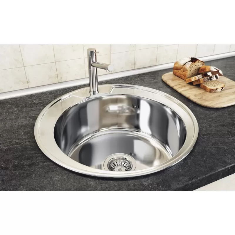 Chiuveta Inox Freddo SN7000/Q32, pentru blat Q32, rotunda, anticalcar, diametru 49 cm, adancime 17 cm