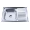 Chiuveta bucatarie Freddo SN8001S, montaj pe masca, dimensiune 80x50 cm, 13 cm adancime, cuva pe stanga, finisaj anticalcar, inox