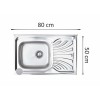 Chiuveta Freddo SN9001S, pentru masca, cuva stanga, anticalcar, 80x50cm, Inox