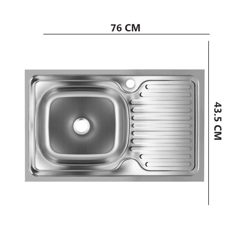 Chiuveta bucatarie pentru blat Freddo SN9002S, 76x43.5cm, anticalcar, cu preaplin, cuva stanga, Inox