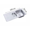 Chiuveta inox Freddo SN9011D, 2 cuve dreapta, finisaj anticalcar, scurgere Q90, dimensiune 100 x 50 cm, adancime  18 cm