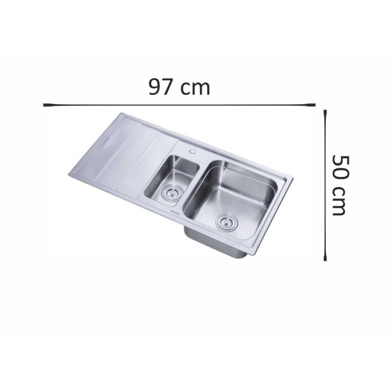 Chiuveta Freddo SN9012D, 2 Cuve dreapta, Anticalcar, Inox, 97*50cm