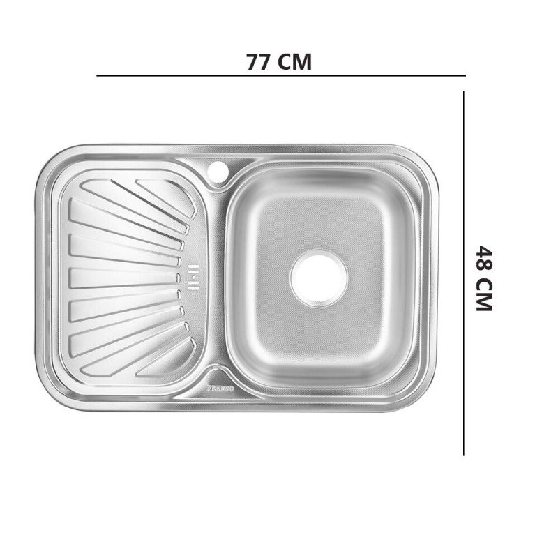 Chiuveta bucatarie Freddo SN9030D, pentru blat, 77x48cm, cuva dreapta, anticalcar, inox