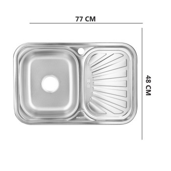 Chiuveta bucatarie Freddo SN9030S, pentru blat, 77x48cm, cuva stanga, anticalcar, inox