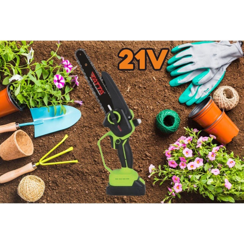 Mini drujba TATTA TD-5310, fierastrau electric cu acumulator 8”, 21V, portabila, teiere lemn, compacta