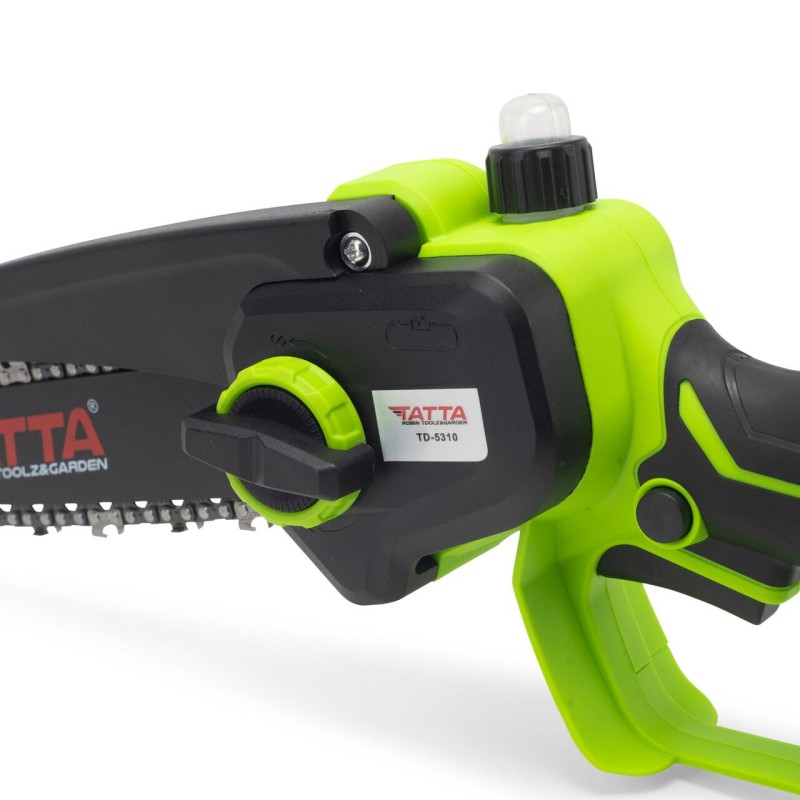 Mini drujba TATTA TD-5310, fierastrau electric cu acumulator 8”, 21V, portabila, teiere lemn, compacta