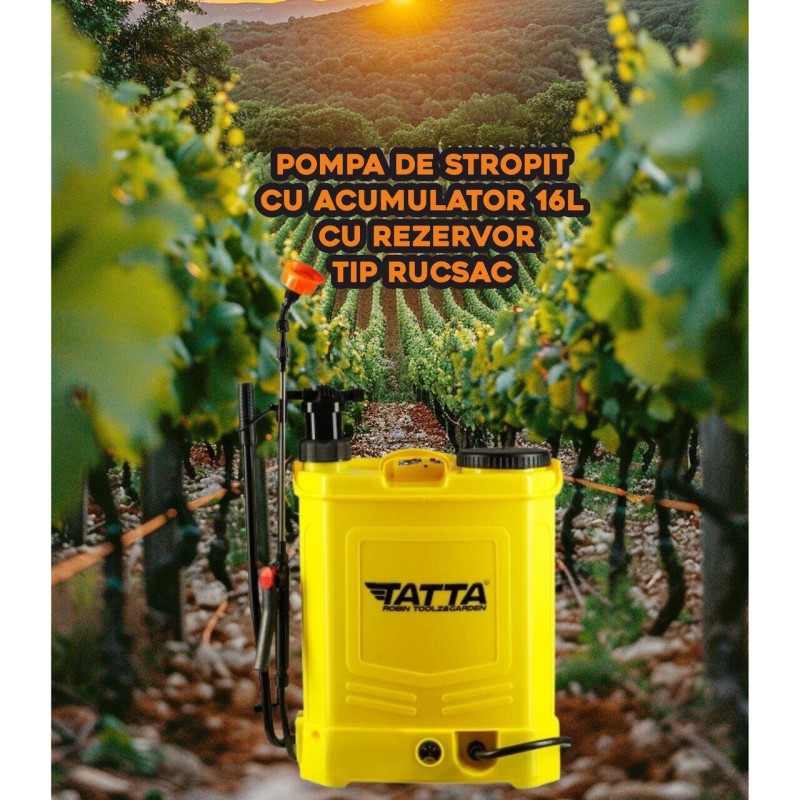 Pompa stropit cu acumulator si actionare manuala 2 in 1 Tatta TP-1833AM, 16L