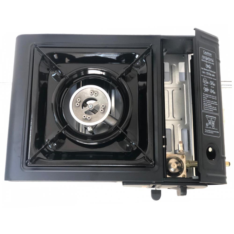 Aragaz portabil 2 in 1 camping Ertone ERT-MN232, Pentru butelie spray si standard, 2.2 kW, Aprindere piezo, Negru