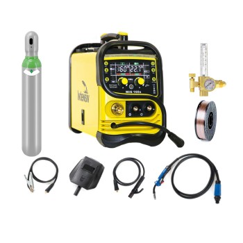 Pachet complet sudura MIG/MAG: MIG 160s Intensiv, 230 V, 160 A, Butelie corgon 8l (plina), rola otel 5kg - 0.8mm