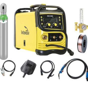 Pachet complet sudura MIG/MAG: MIG 200i Intensiv, 230 V, 200 A, Butelie corgon 8l (plina), rola otel 5kg - 0.8mm