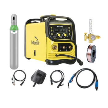 Pachet complet sudura MIG/MAG: MIG 200i Intensiv, 230 V, 200 A, Butelie corgon 8l (plina), rola otel 5kg - 0.8mm