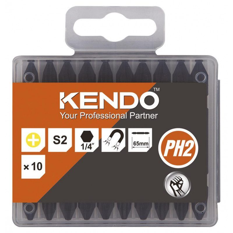 Set 10 biti de surubelnita cu finisaj negru, PH2x65mm