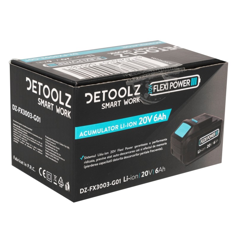 Acumulator Li-Ion, Detoolz, 20V, 6Ah