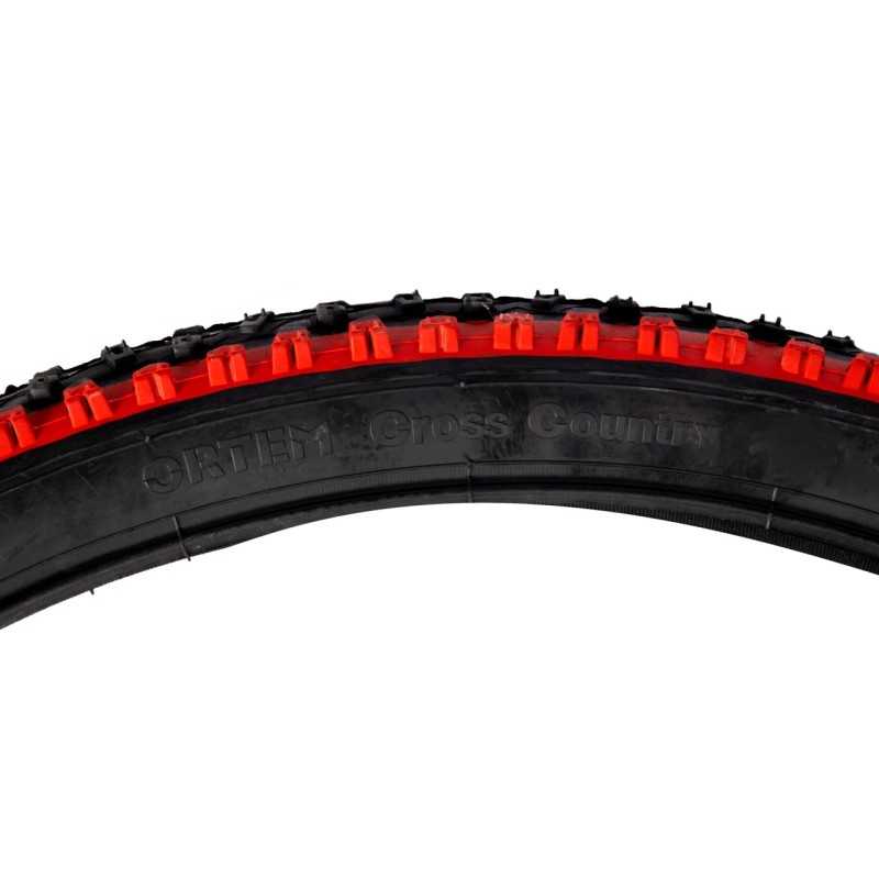 Anvelopa bicicleta 26x1.95", ETRTO 52-559, model CROSS COUNTRY, negru/rosu, profil All-terrain