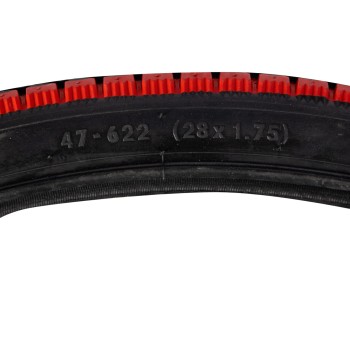 Anvelopa bicicleta 28x1.75", ETRTO 47-622, model M-1400, negru/rosu, profil Street