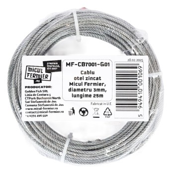 Cablu otel zincat Micul Fermier, diametru 3mm, lungime 25m