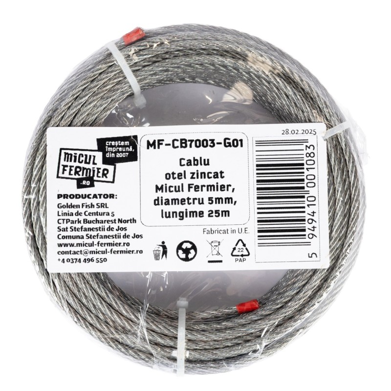 Cablu otel zincat Micul Fermier, diametru 5mm, lungime 25m