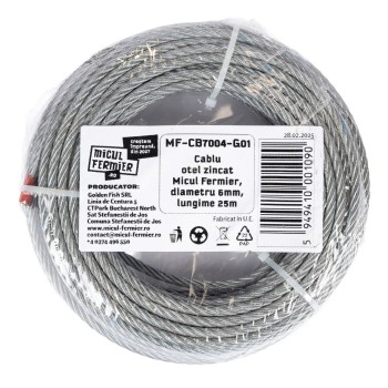 Cablu otel zincat Micul Fermier, diametru 6mm, lungime 25m