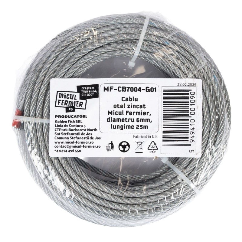 Cablu otel zincat Micul Fermier, diametru 6mm, lungime 25m