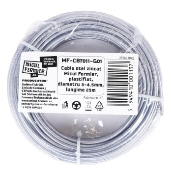 Cablu otel zincat Micul Fermier, plastifiat, diametru 3-4.5mm, lungime 25m