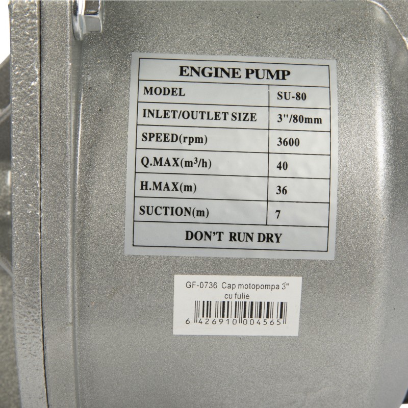 Cap motopompa Micul Fermier 3" cu fulie dubla