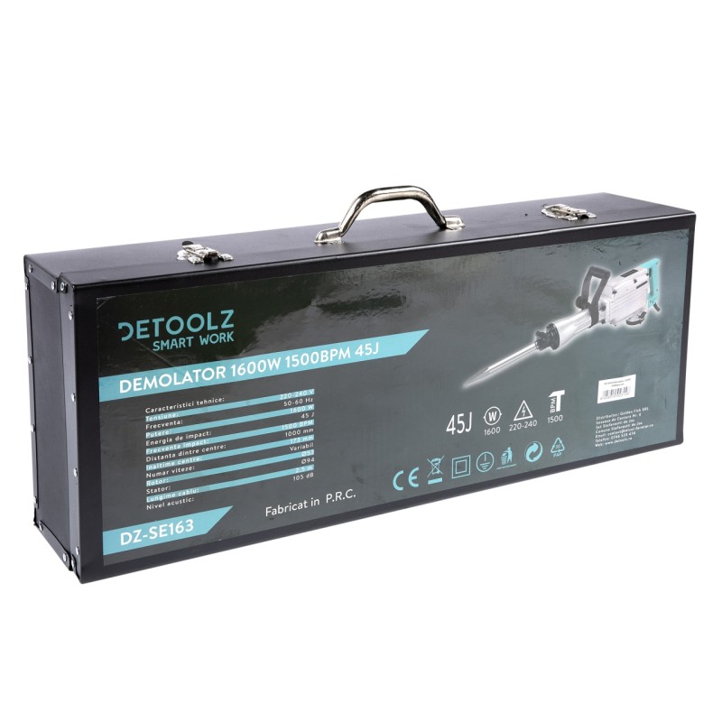 Ciocan demolator Detoolz 1600W, frecventa impact 1500bpm, energie impact 45 Jouli