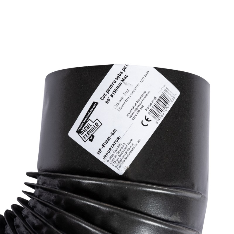 Cot pentru soba pe lemne, 90?, 130mm, Gri mat