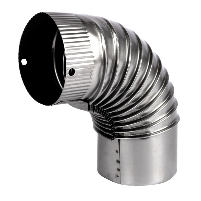 Cot pentru soba pe lemne 90? ø120mm 0.4mm, Zincat